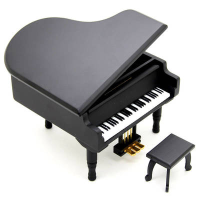 金屬腳踏板鍍金進口機芯鋼琴十八音音樂盒八音盒情浪漫圣誕節創意禮物禮品送女友女生 黑色 - 京東