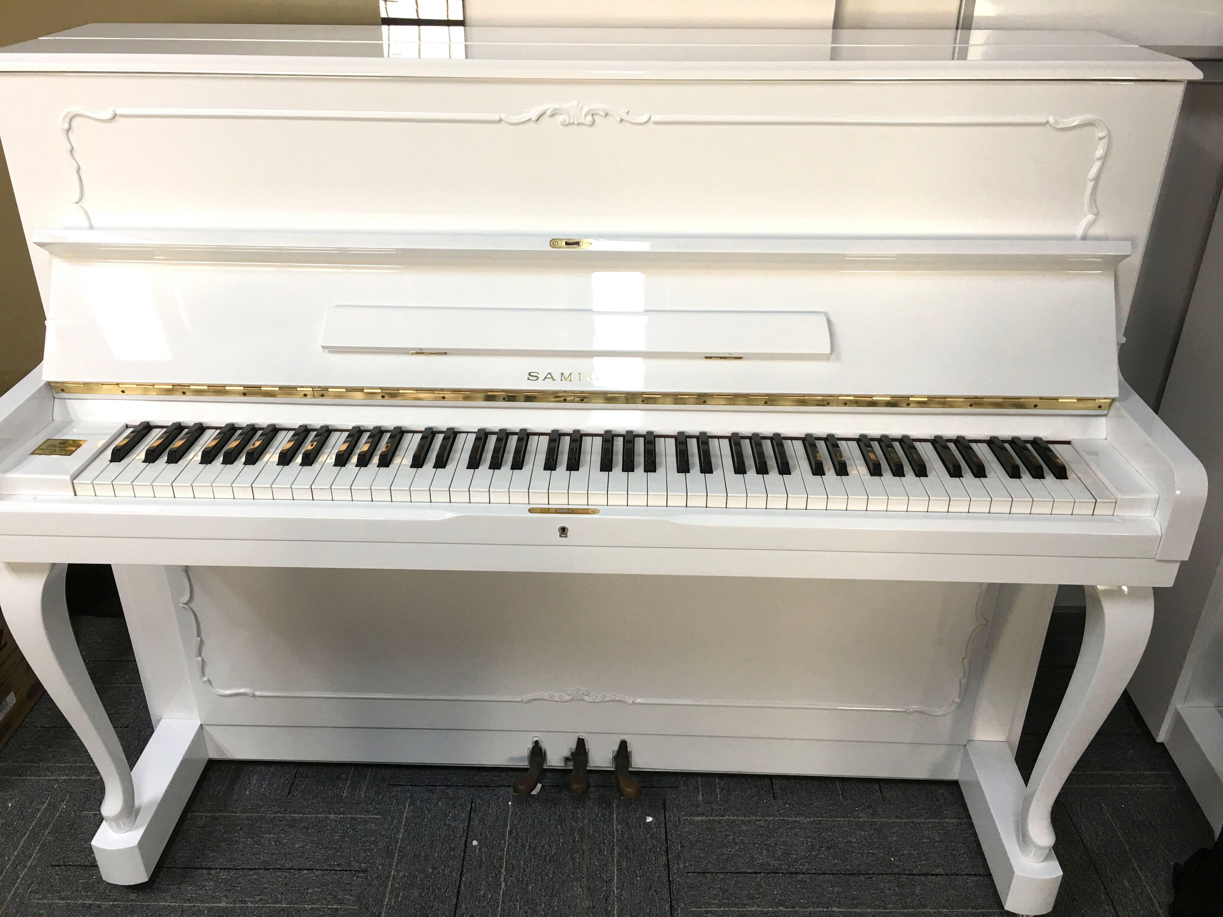 家用鋼琴 韓國原裝進口二手鋼琴三益SU-118 白色鋼琴 狀態好